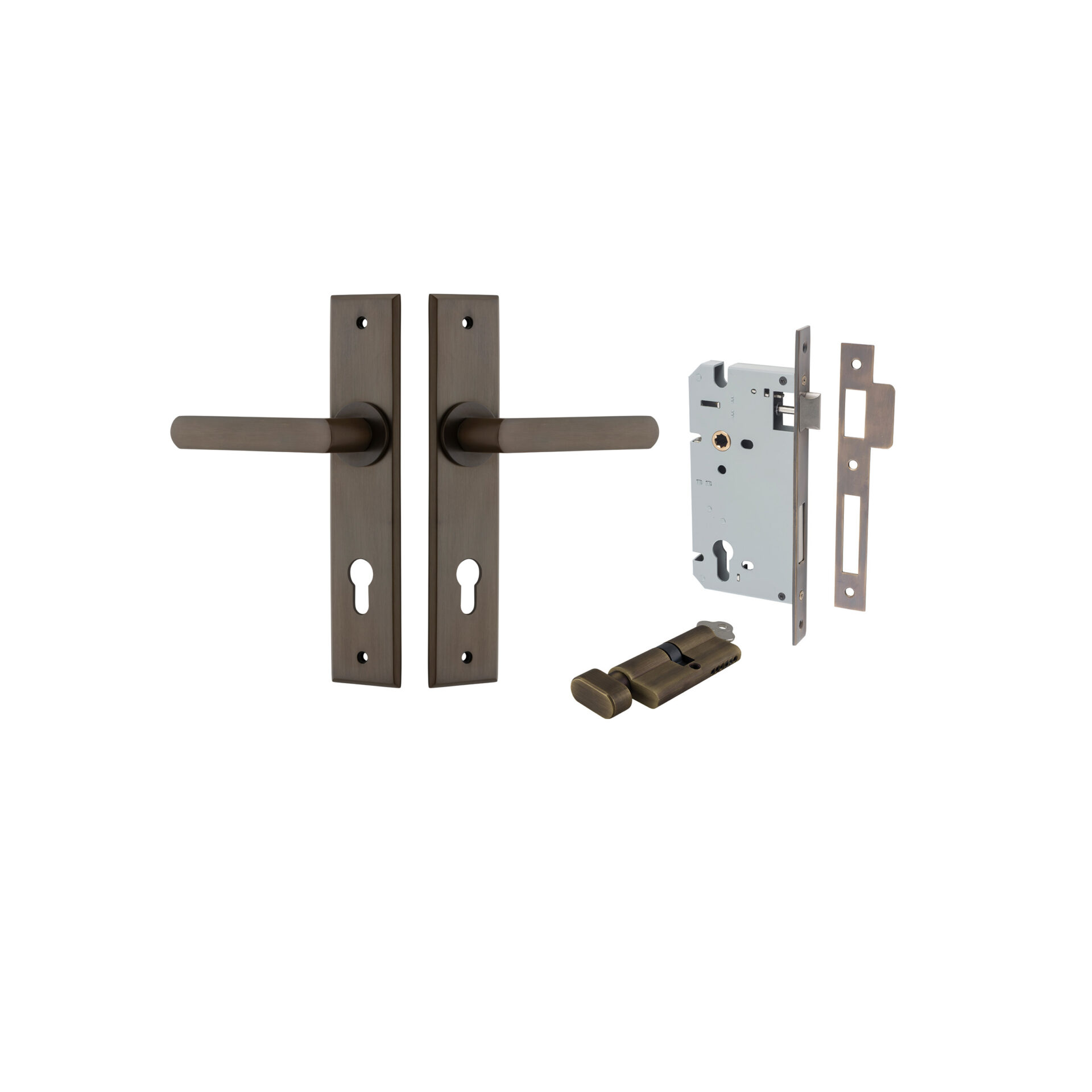 Osaka Lever - Chamfered Backplate Entrance Kit with High Security Lock