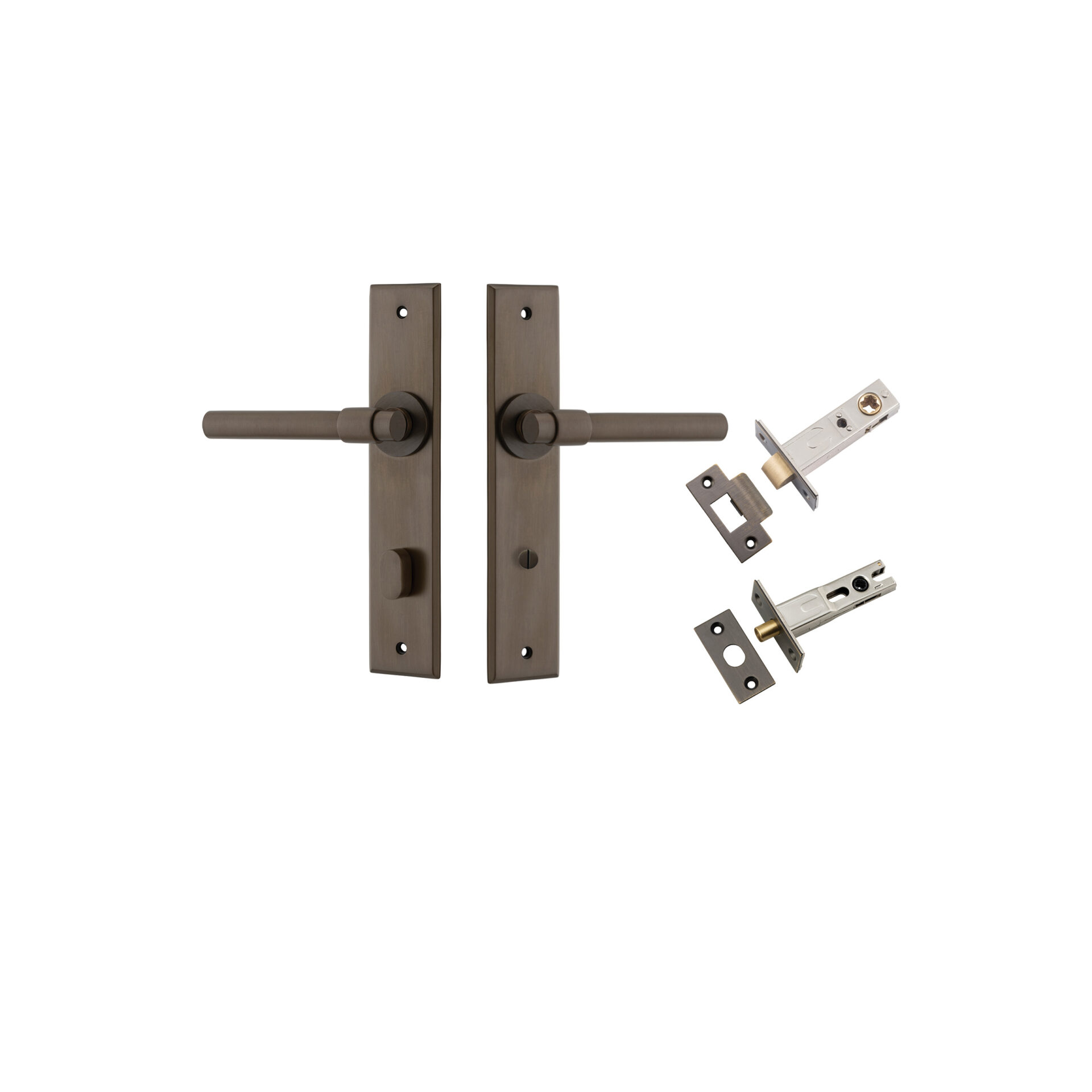 Helsinki Lever - Chamfered Backplate Privacy Kit with Privacy Turn