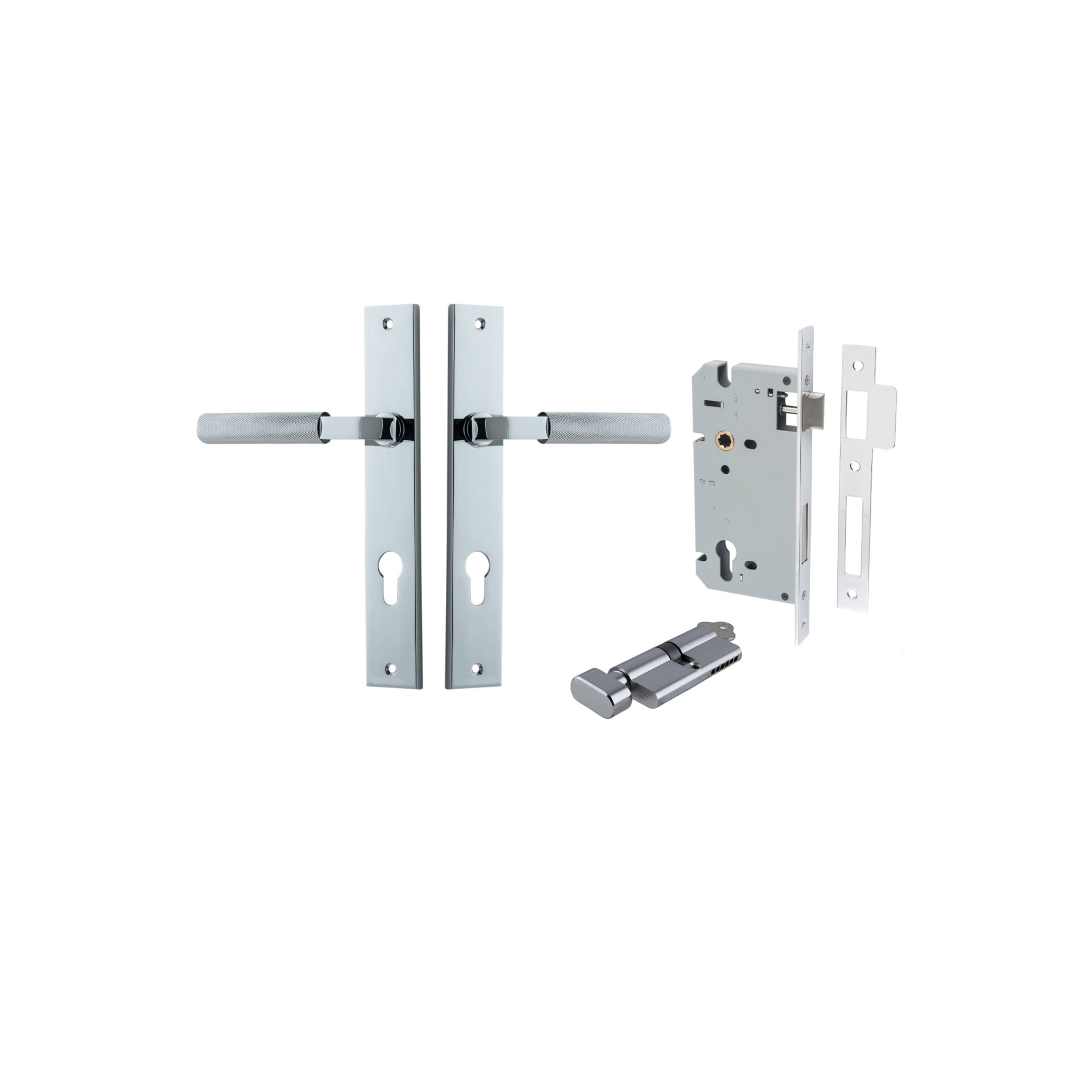 Brunswick Lever - Rectangular Backplate Entrance Kit with High Security Lock