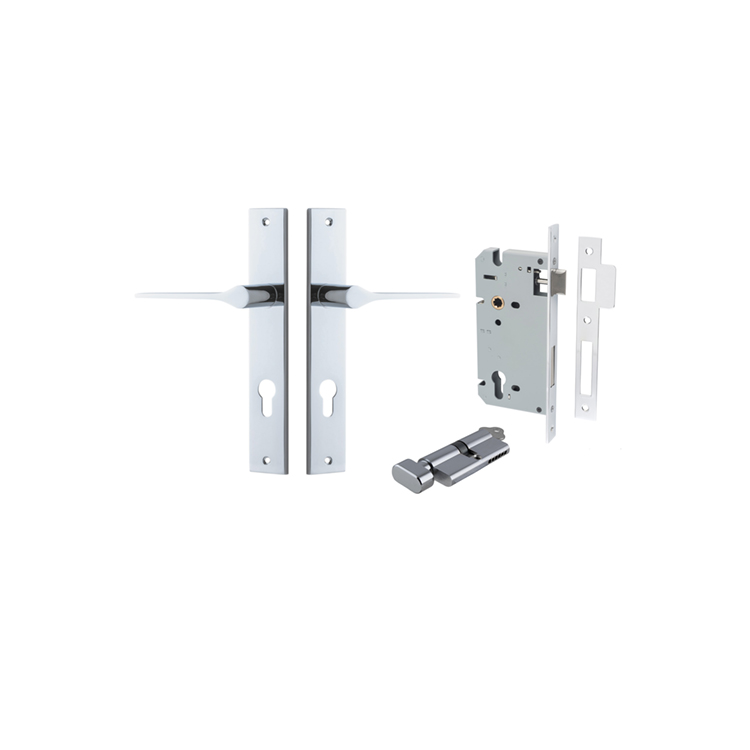Como Lever - Rectangular Backplate Entrance Kit with High Security Lock