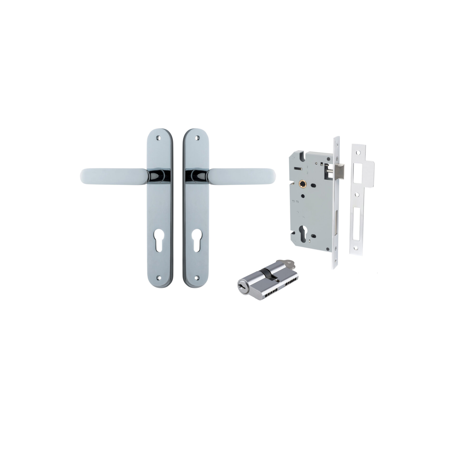 Bronte Lever - Oval Backplate Entrance Kit with High Security Lock