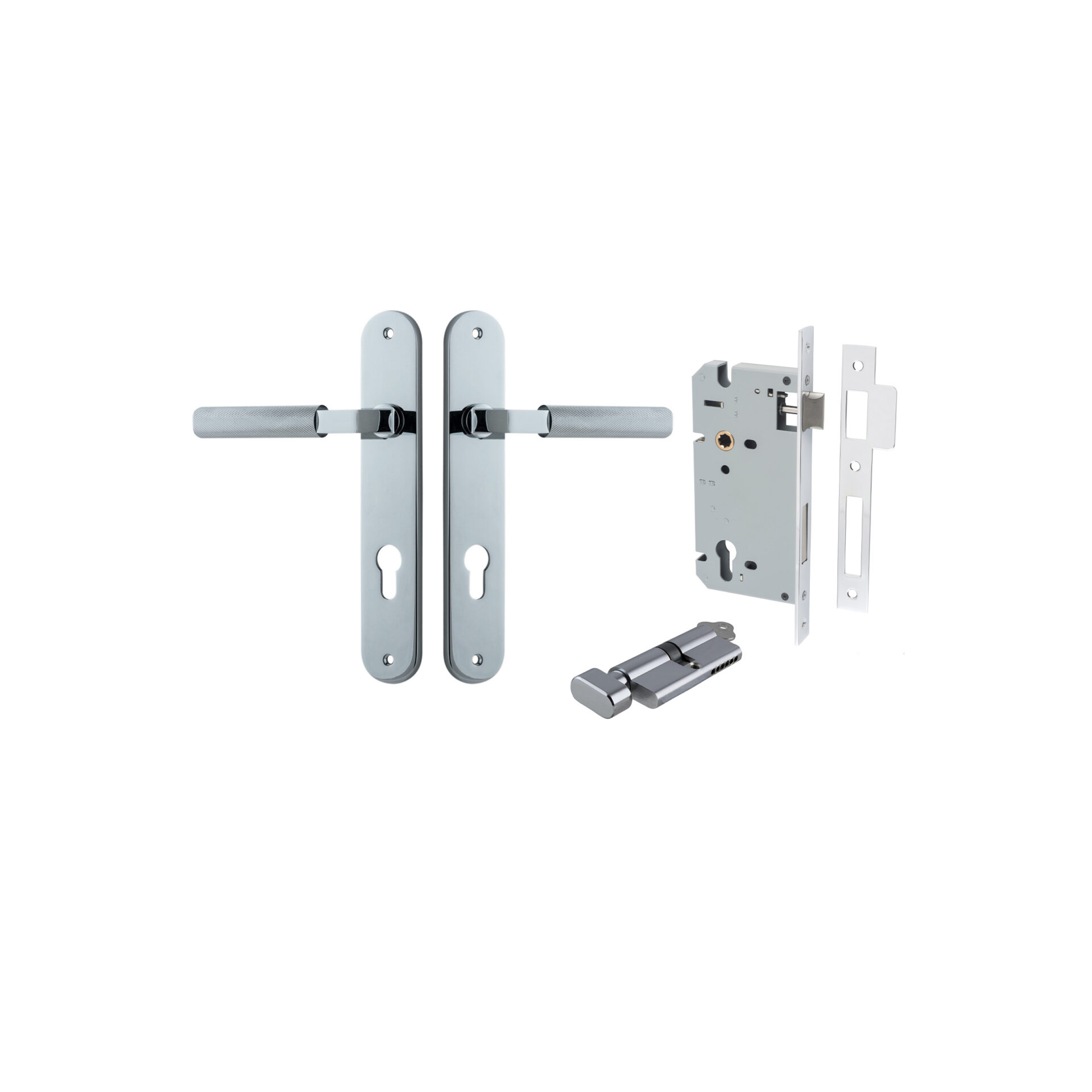 Brunswick Lever - Oval Backplate Entrance Kit with High Security Lock
