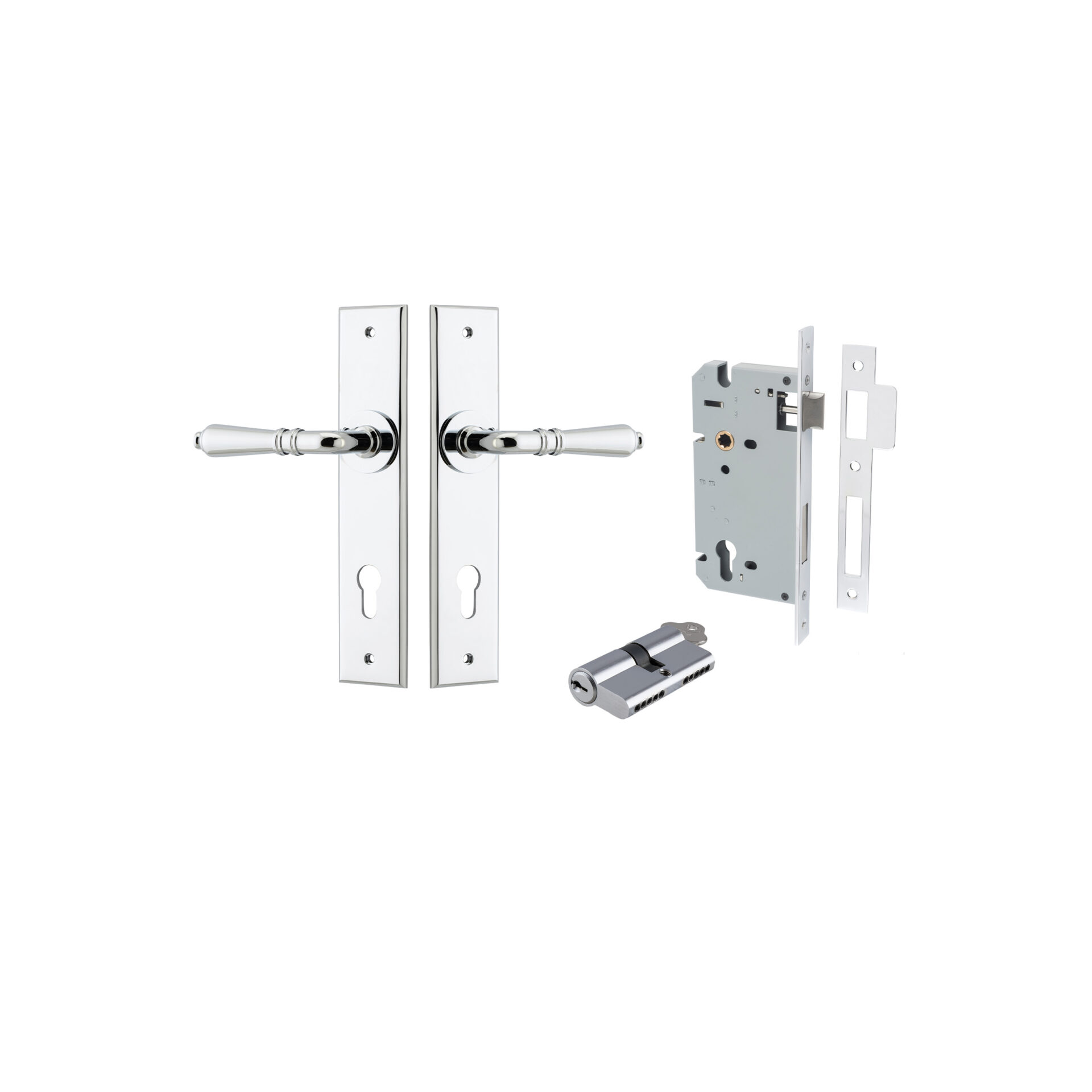 Sarlat Lever - Chamfered Backplate Entrance Kit with High Security Lock