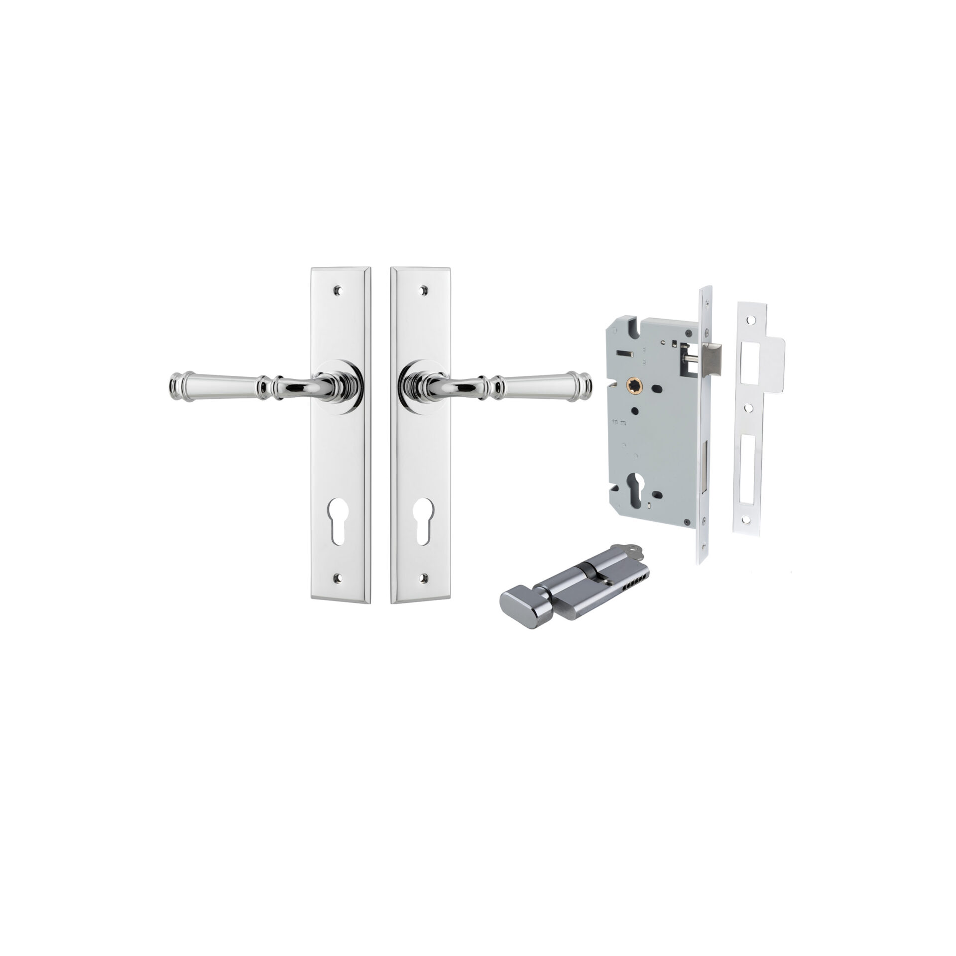 Verona Lever - Chamfered Backplate Entrance Kit with High Security Lock
