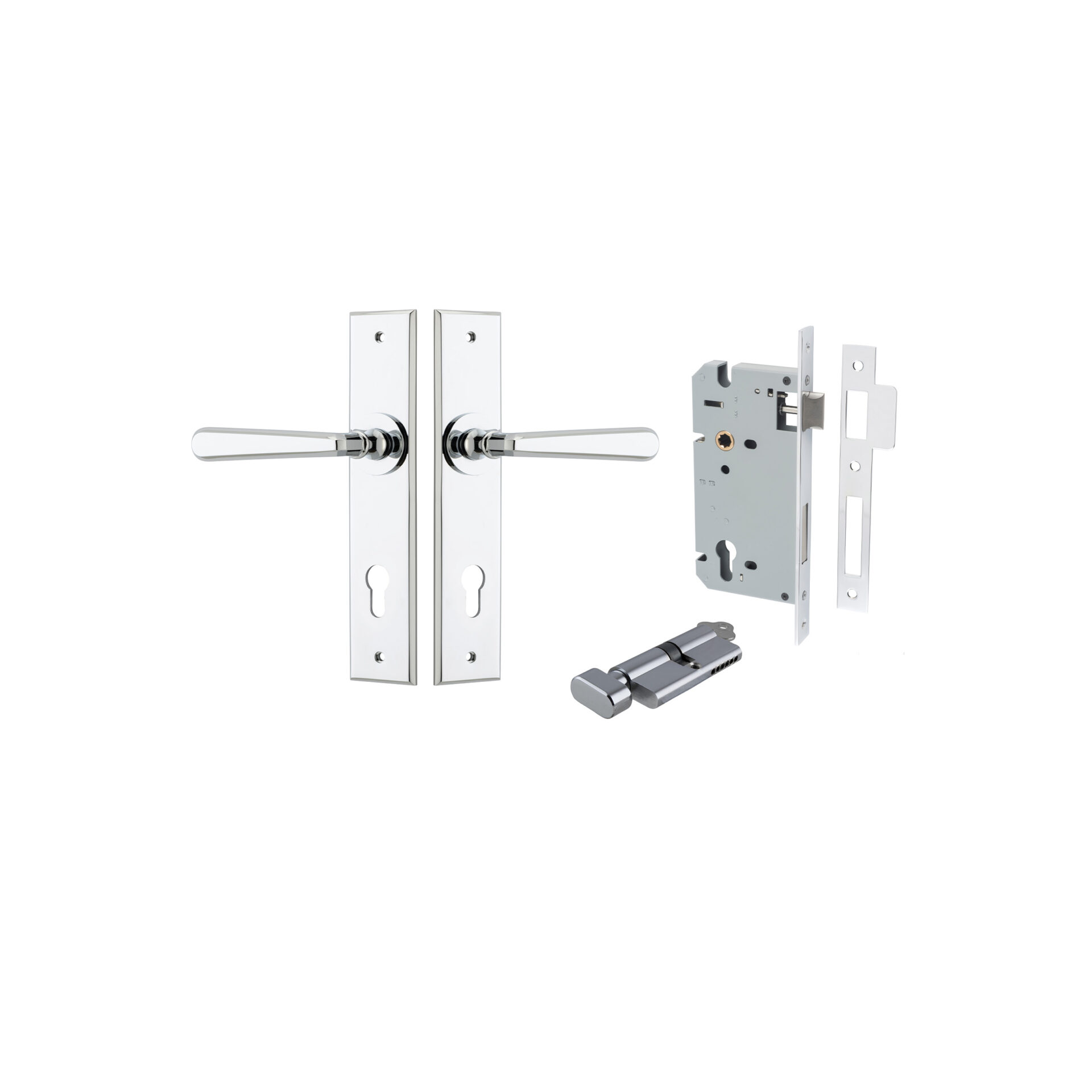 Copenhagen Lever - Chamfered Backplate Entrance Kit with High Security Lock