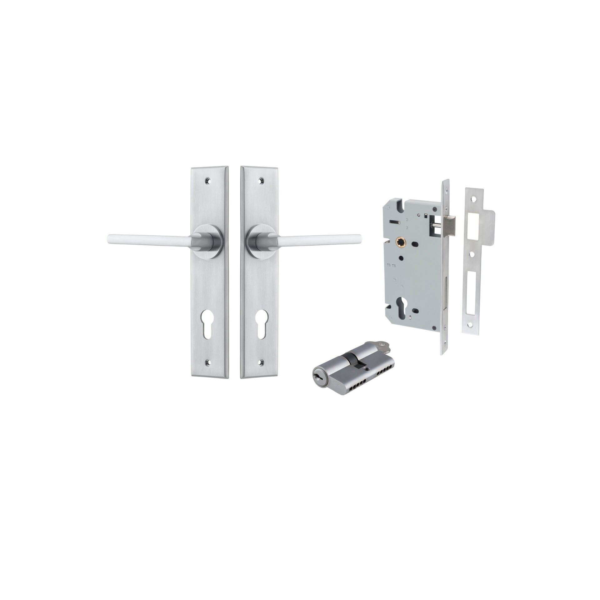 Baltimore Lever - Chamfered Backplate Entrance Kit with High Security Lock