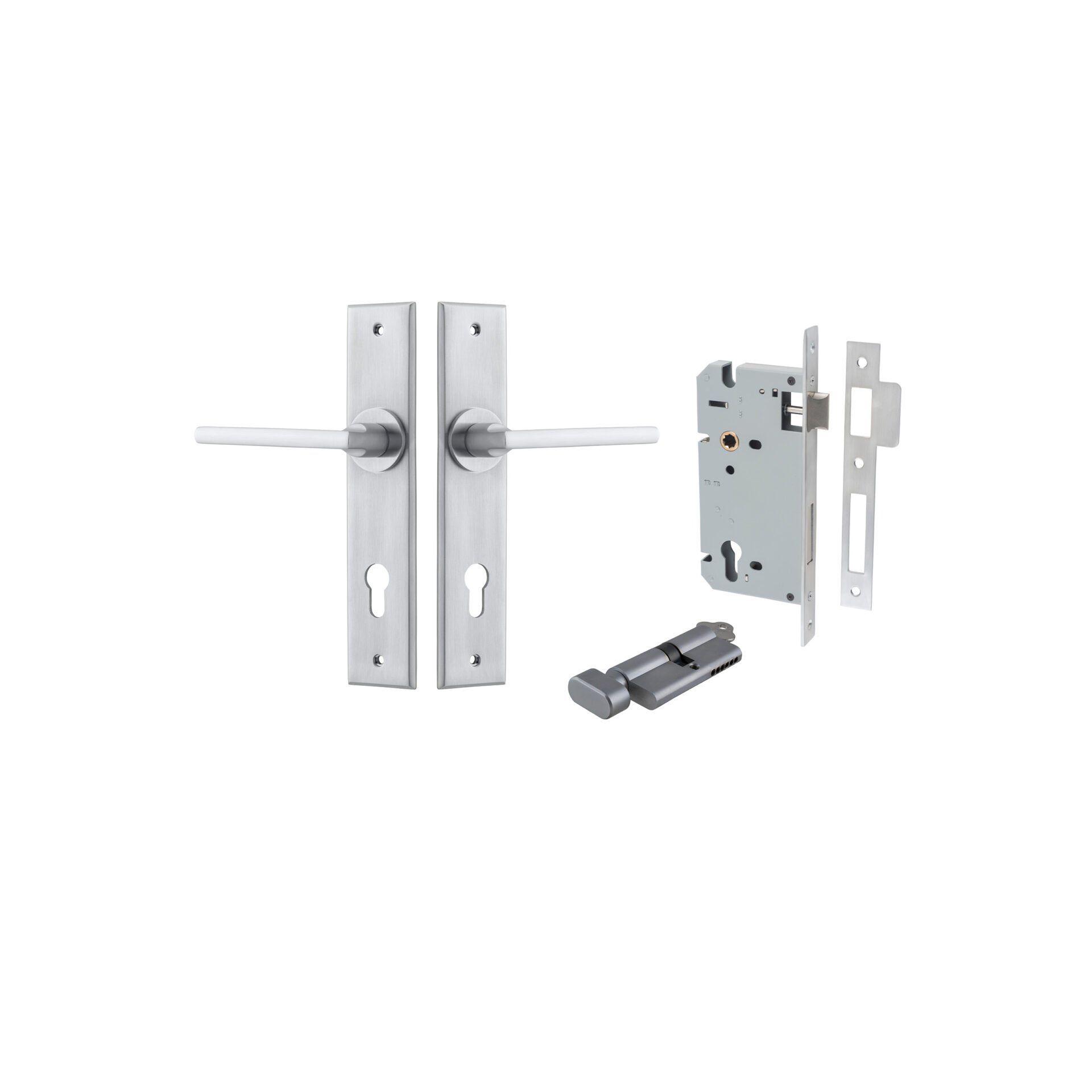 Baltimore Lever - Chamfered Backplate Entrance Kit with High Security Lock