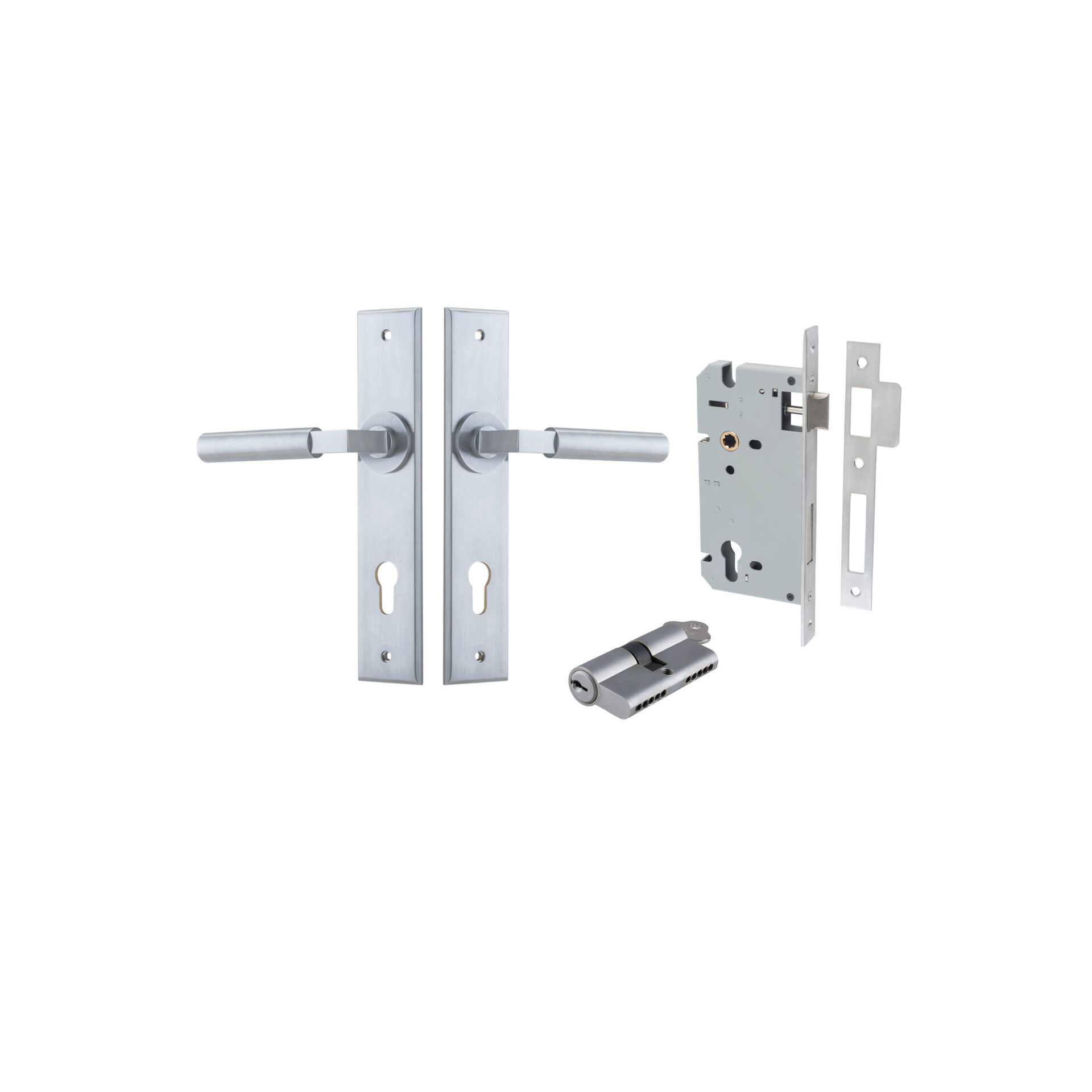 Berlin Lever - Chamfered Backplate Entrance Kit with High Security Lock
