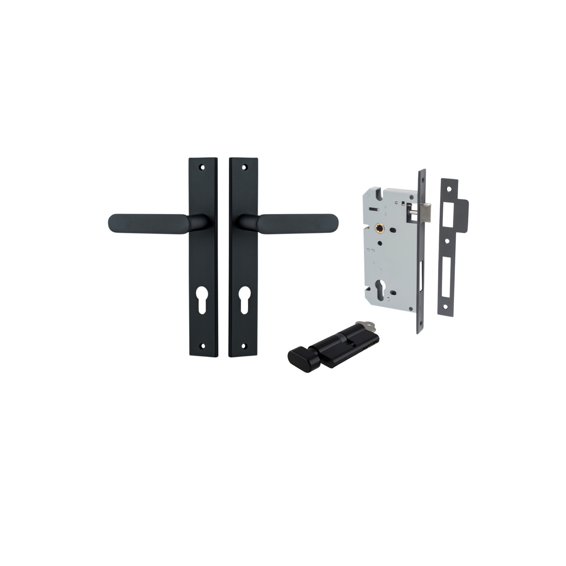 Bronte Lever - Rectangular Backplate Entrance Kit with High Security Lock