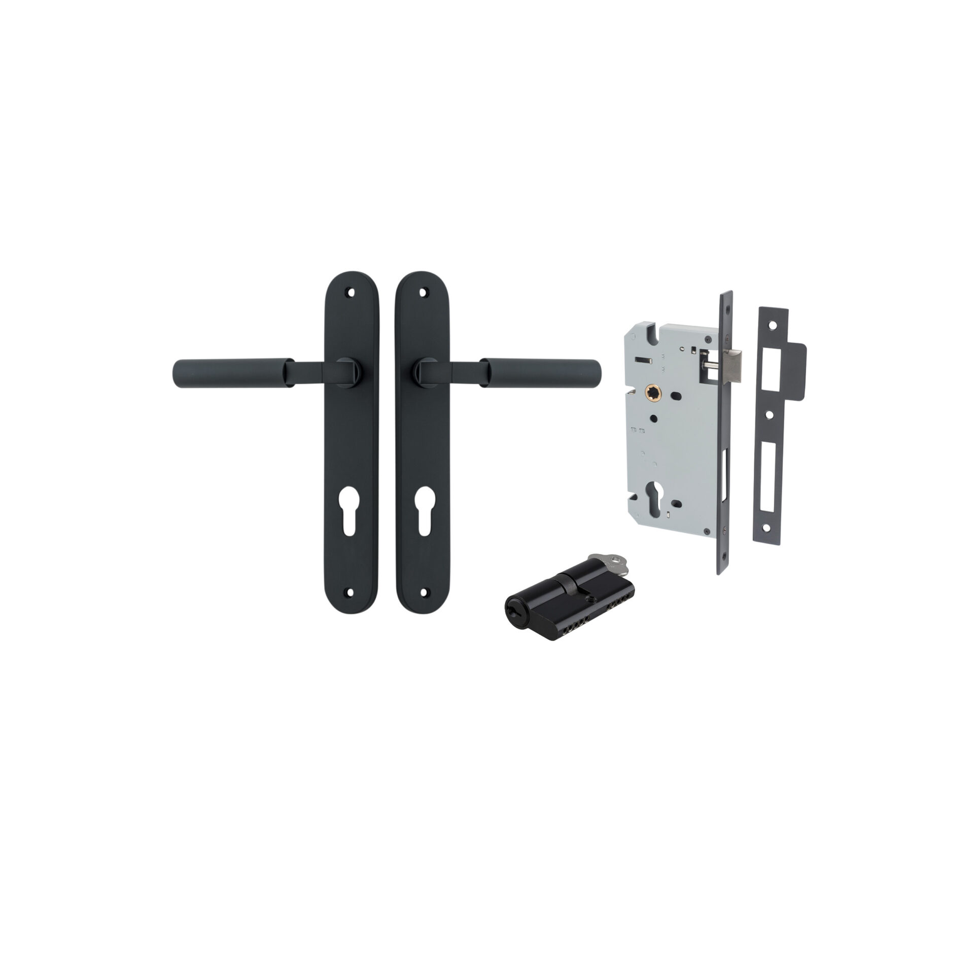 Berlin Lever - Oval Backplate Entrance Kit with High Security Lock