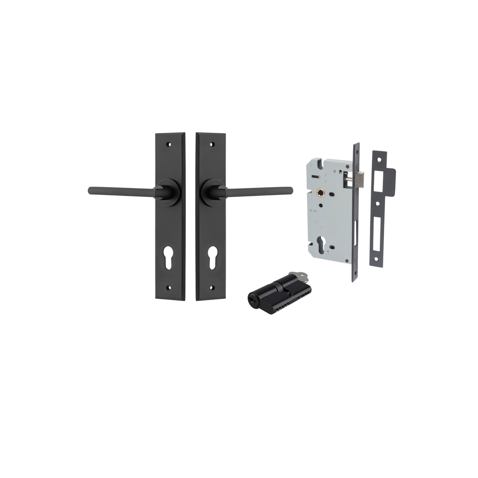 Baltimore Lever - Chamfered Backplate Entrance Kit with High Security Lock