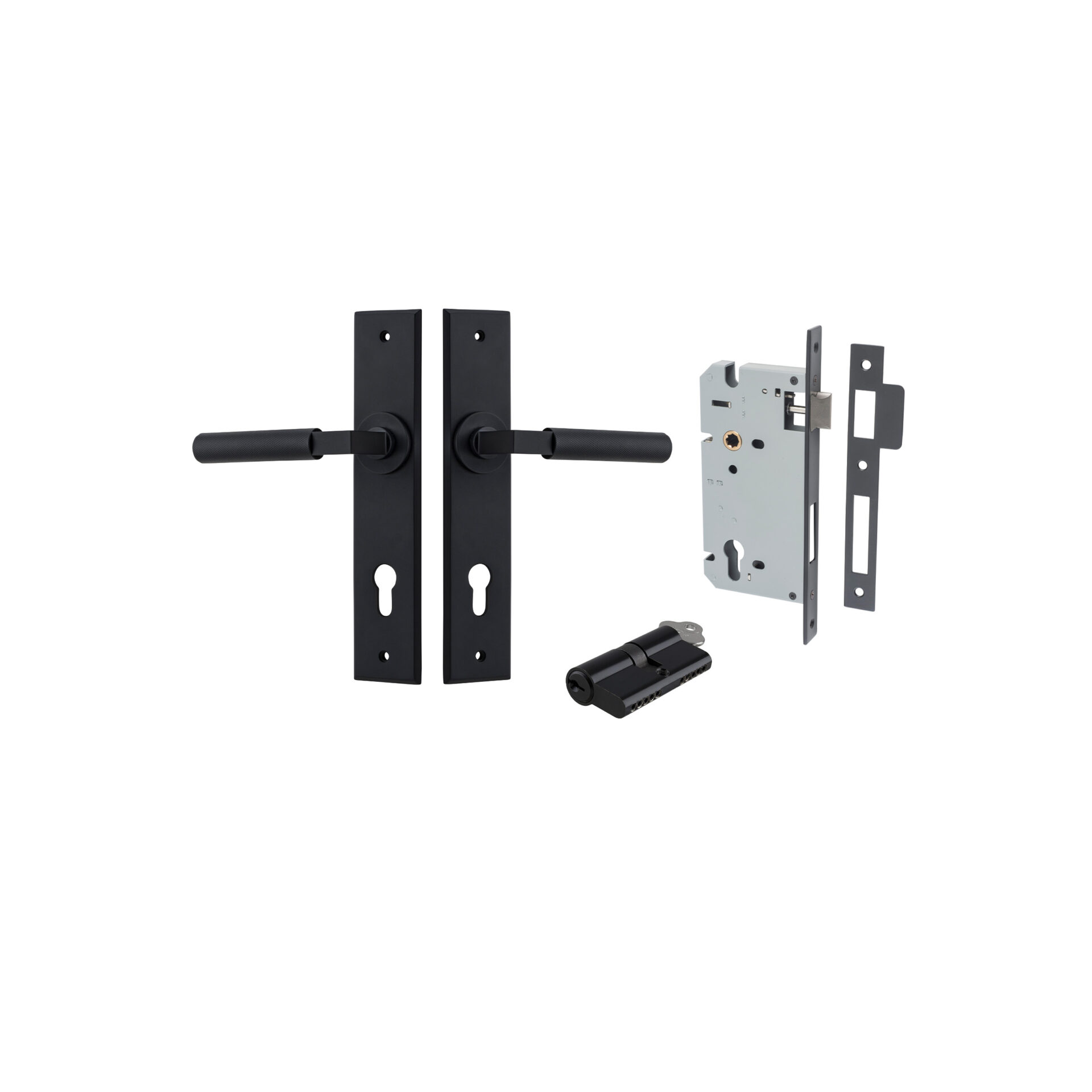Brunswick Lever - Chamfered Backplate Entrance Kit with High Security Lock