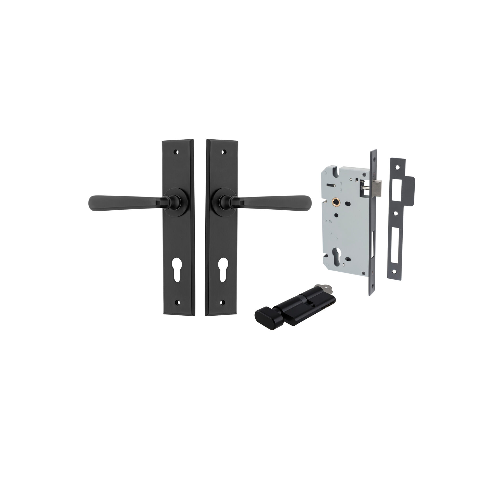 Copenhagen Lever - Chamfered Backplate Entrance Kit with High Security Lock