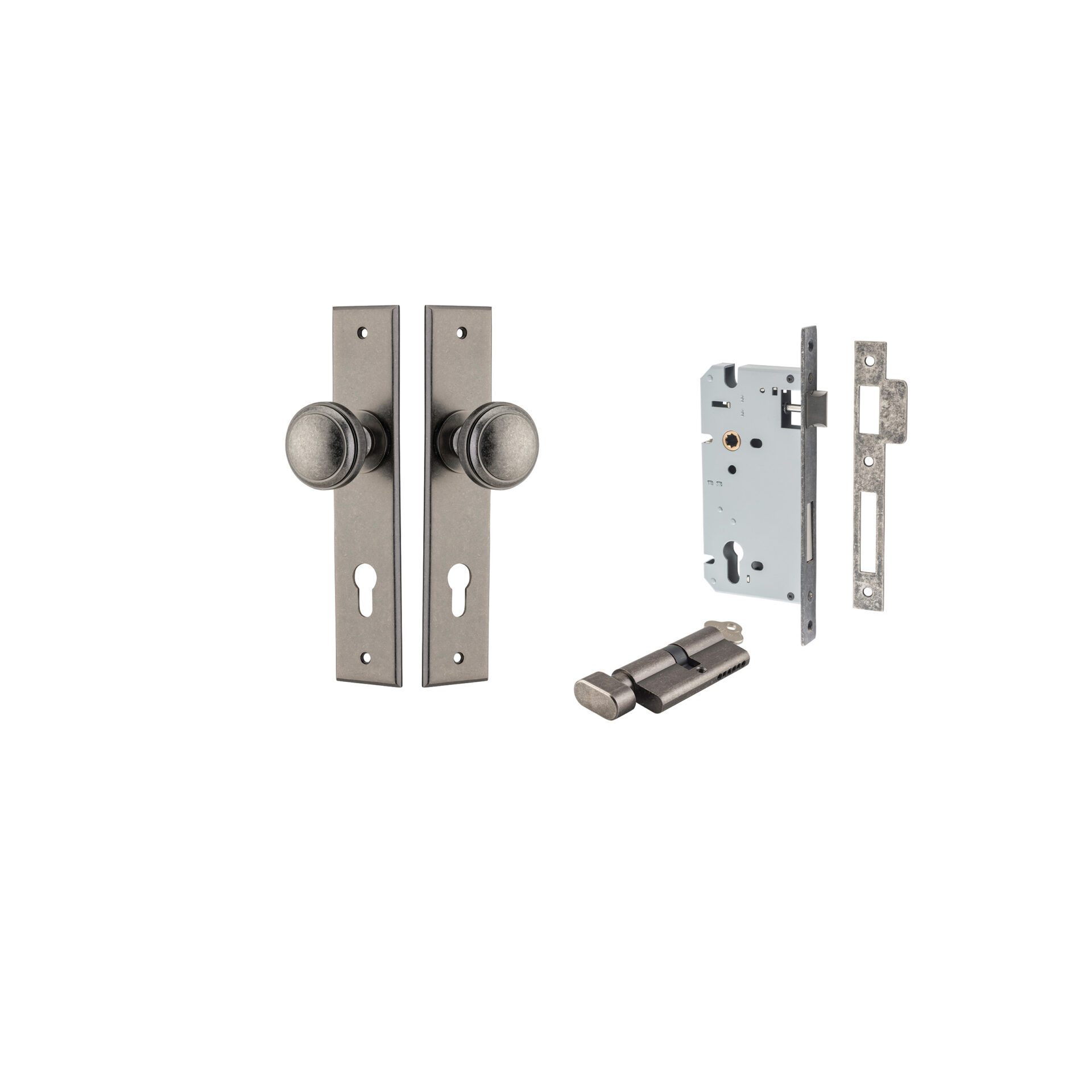 Paddington Knob - Chamfered Backplate Entrance Kit with High Security Lock