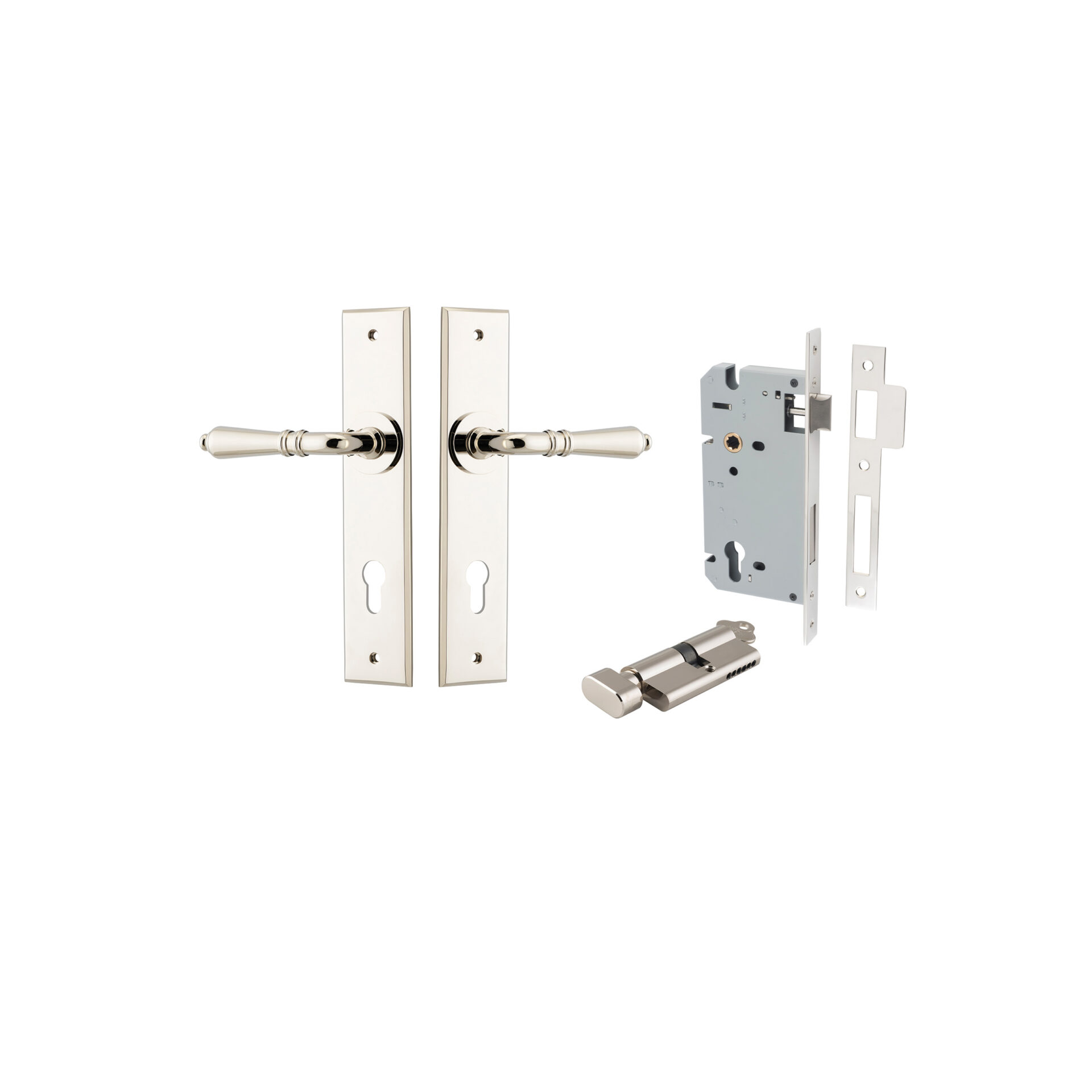 Sarlat Lever - Chamfered Backplate Entrance Kit with High Security Lock