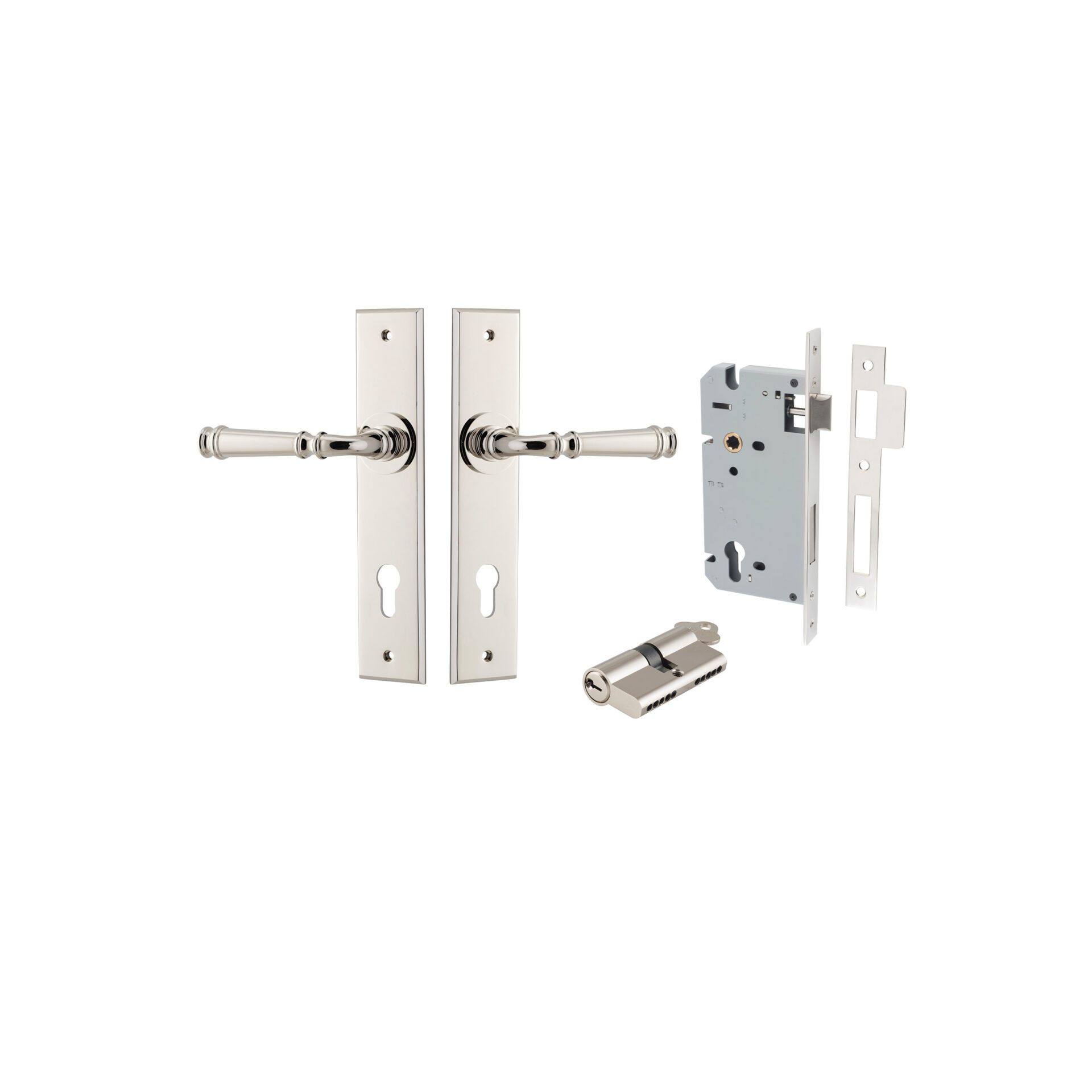 Verona Lever - Chamfered Backplate Entrance Kit with High Security Lock