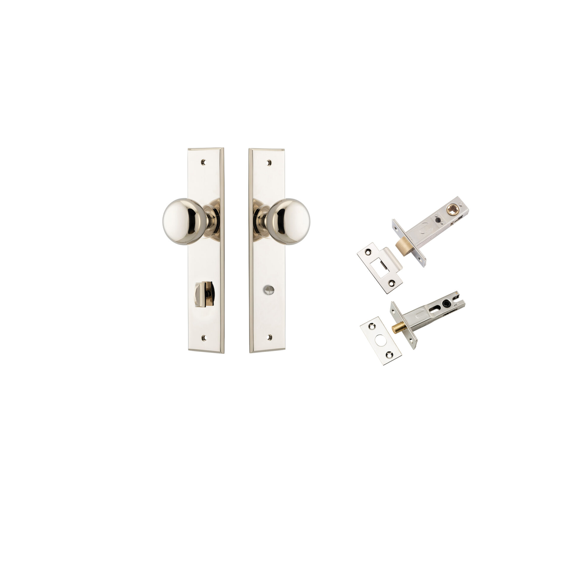 14446KPRIV60 - Cambridge Knob - Chamfered Backplate Privacy Kit with Privacy Turn - Polished Nickel - Privacy