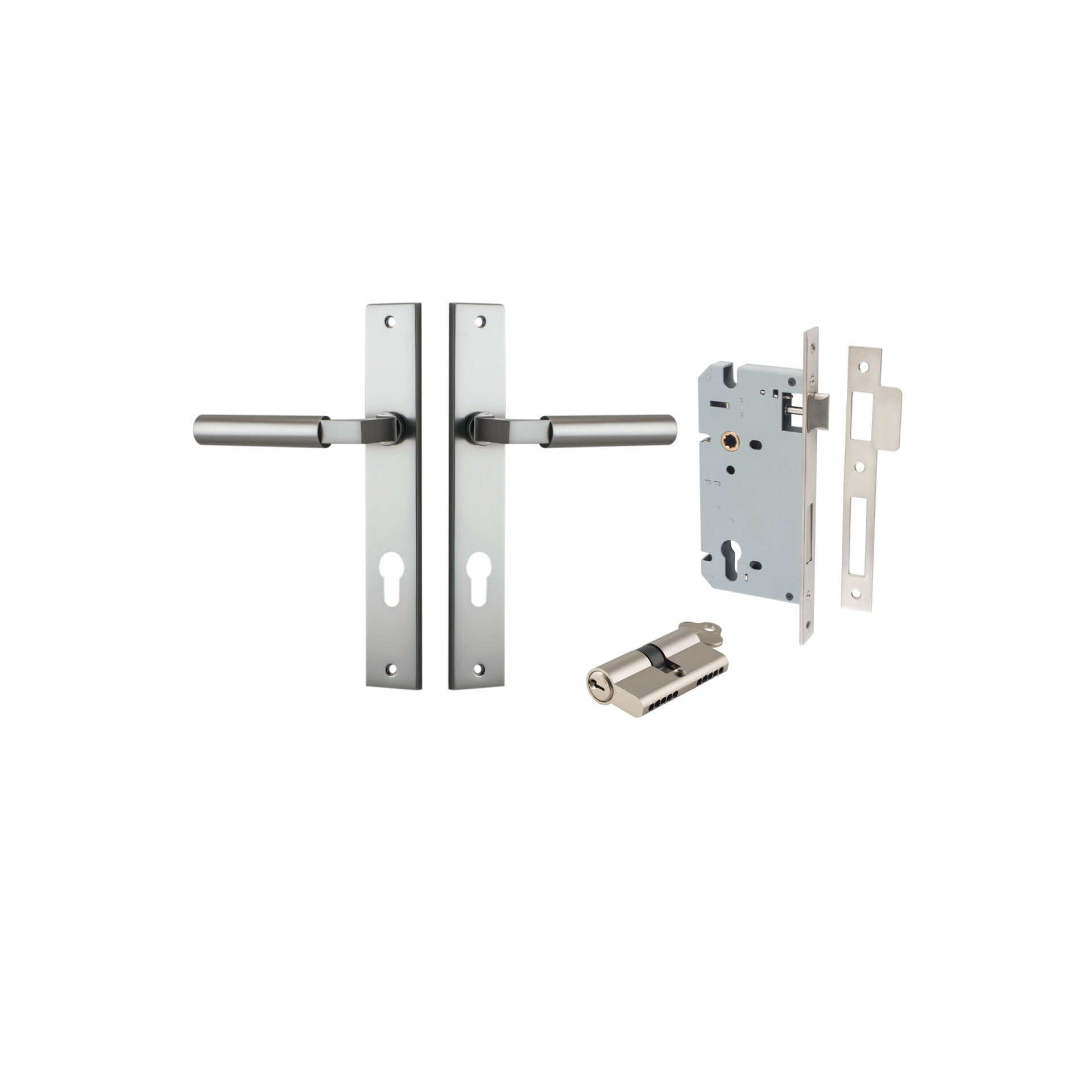 Berlin Lever - Rectangular Backplate Entrance Kit with High Security Lock