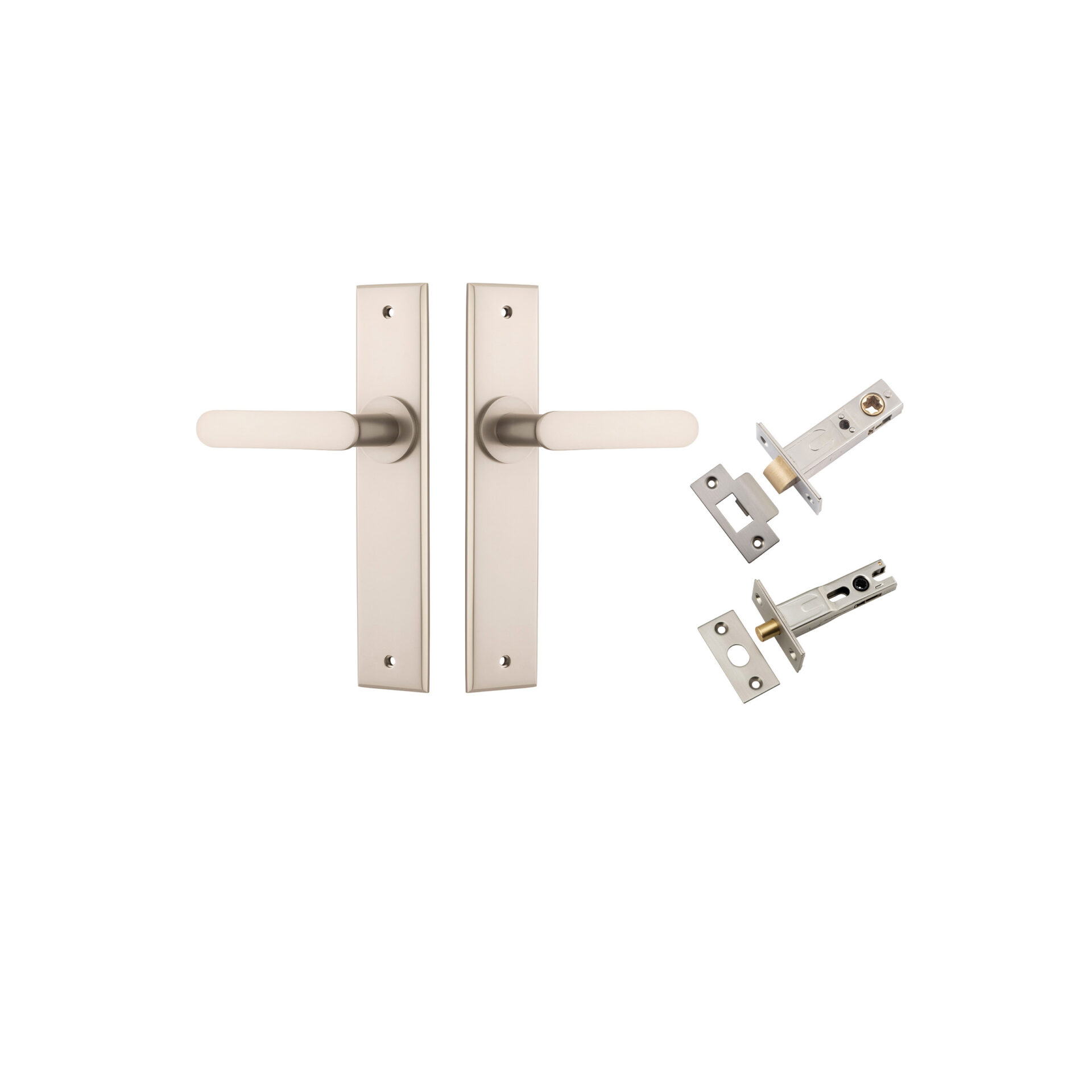 14784KPRIV60 - Bronte Lever - Chamfered Backplate Privacy Kit with Privacy Turn - Satin Nickel - Privacy