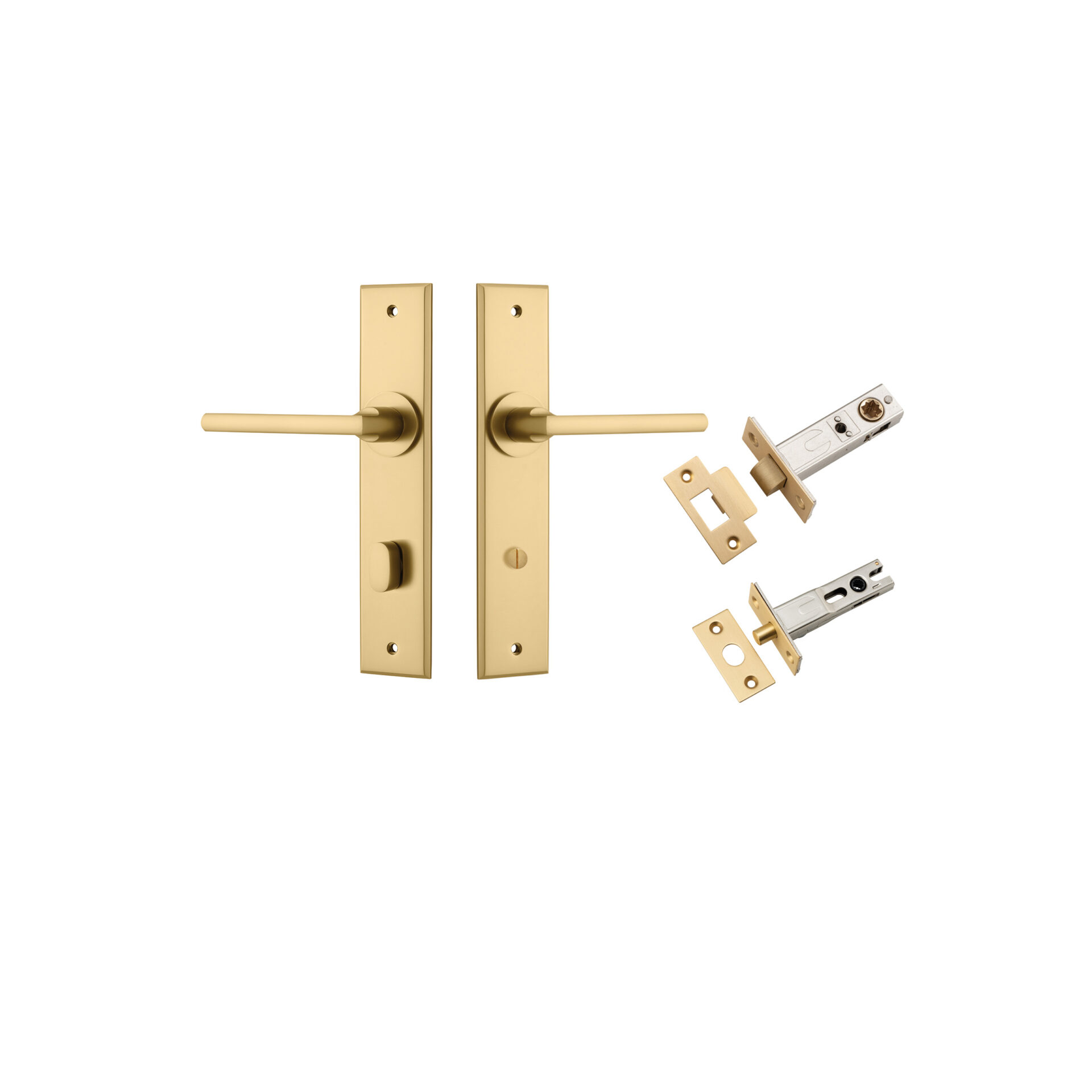15282KPRIV60 - Baltimore Lever - Chamfered Backplate Privacy Kit with Privacy Turn - Brushed Brass - Privacy