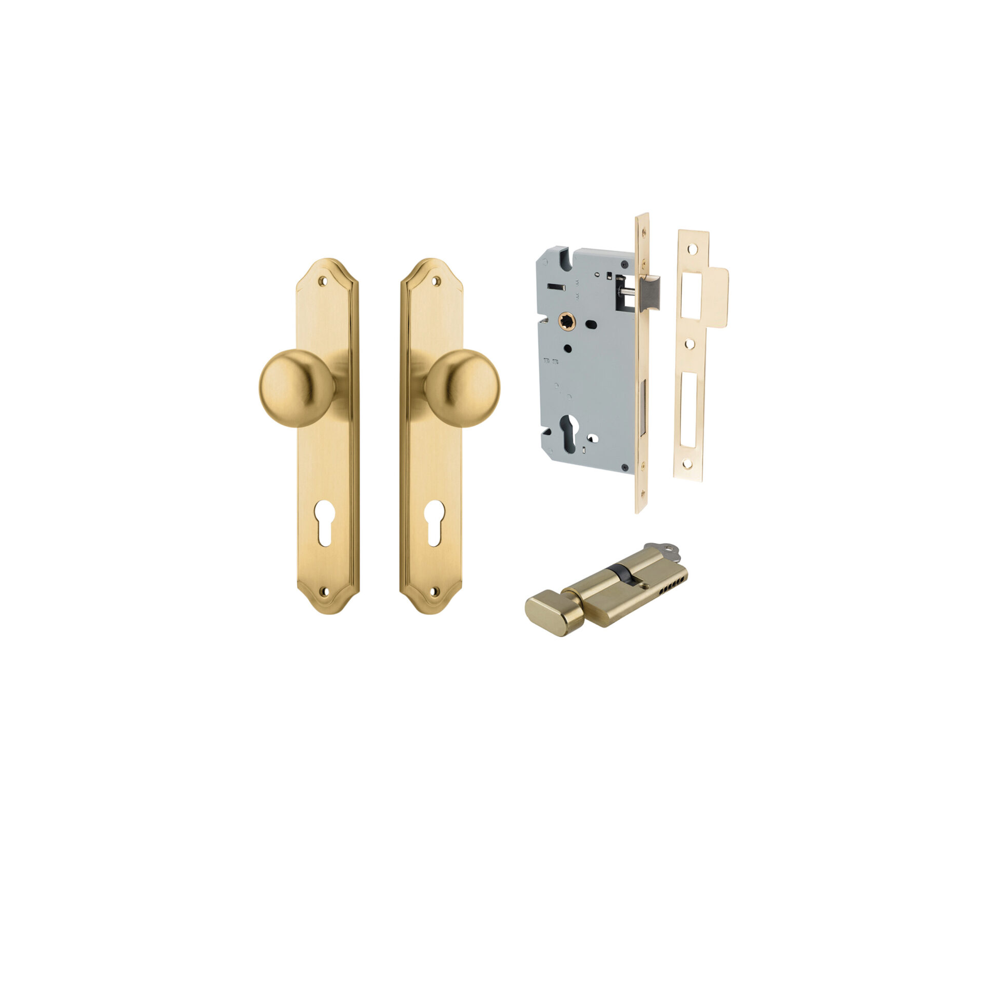 Cambridge Knob - Shouldered Backplate Entrance Kit with High Security Lock