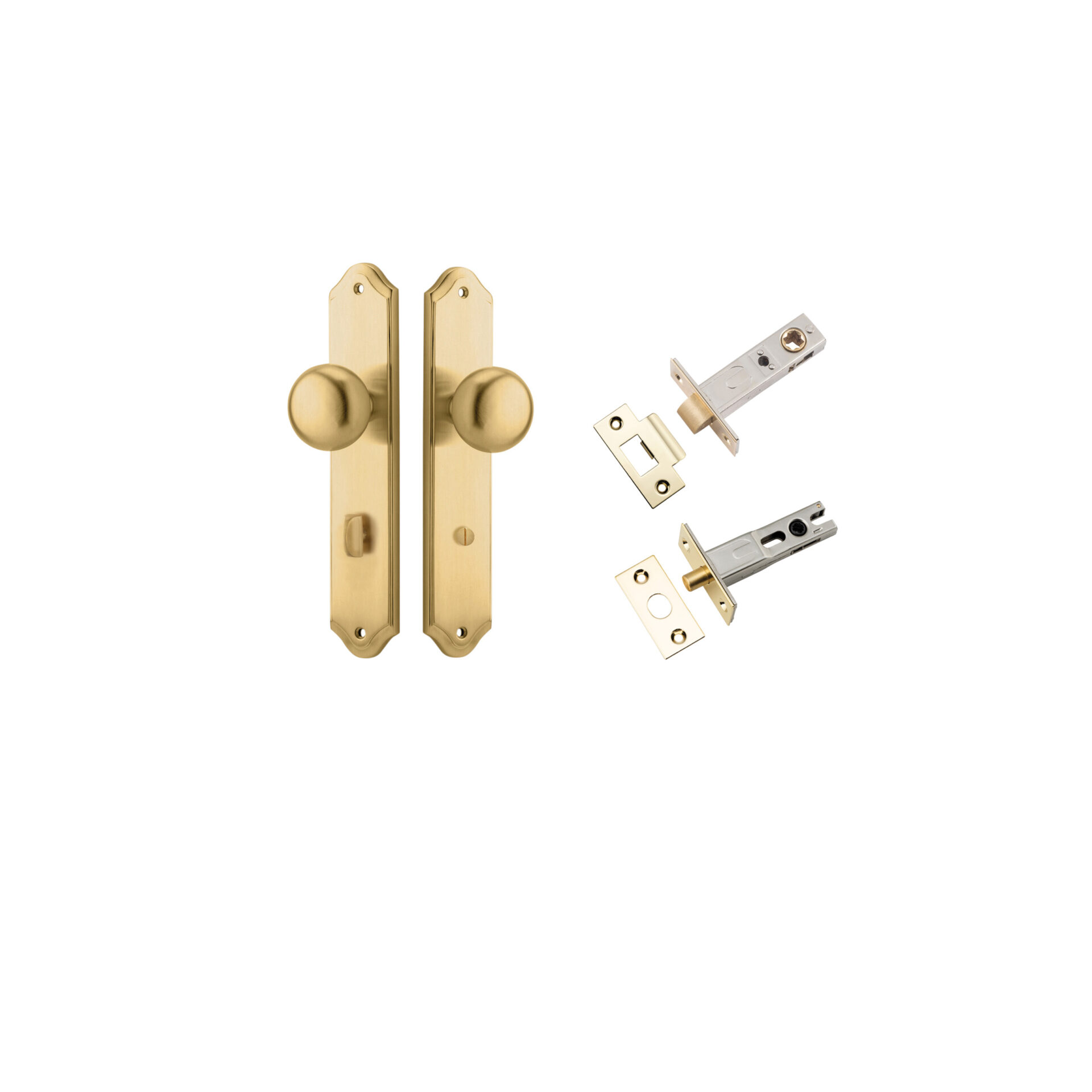 15328KPRIV60 - Cambridge Knob - Shouldered Backplate Privacy Kit with Privacy Turn - Brushed Brass - Privacy