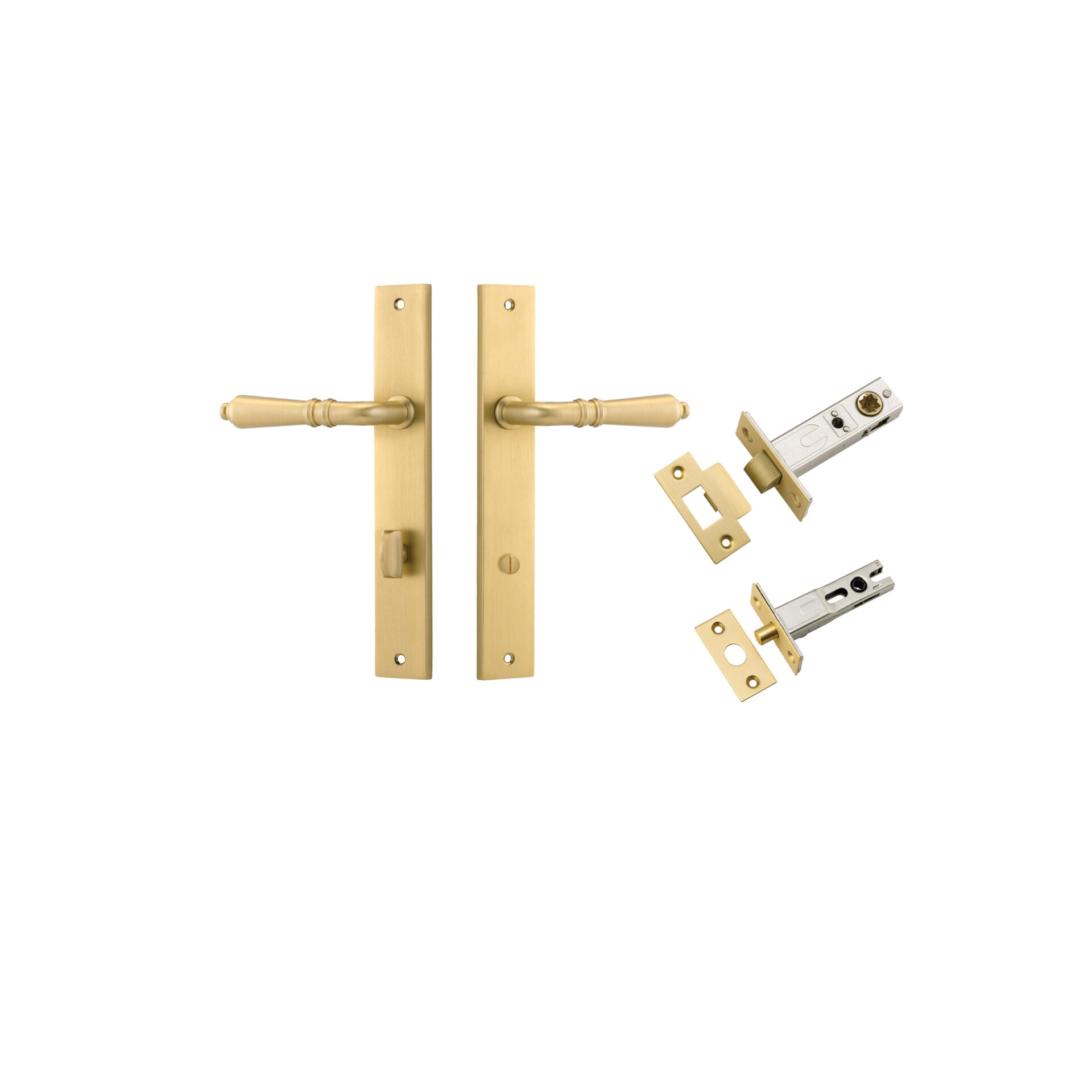 16200KPRIV60 - Sarlat Lever - Rectangular Backplate Privacy Kit with Privacy Turn - Brushed Gold PVD - Privacy
