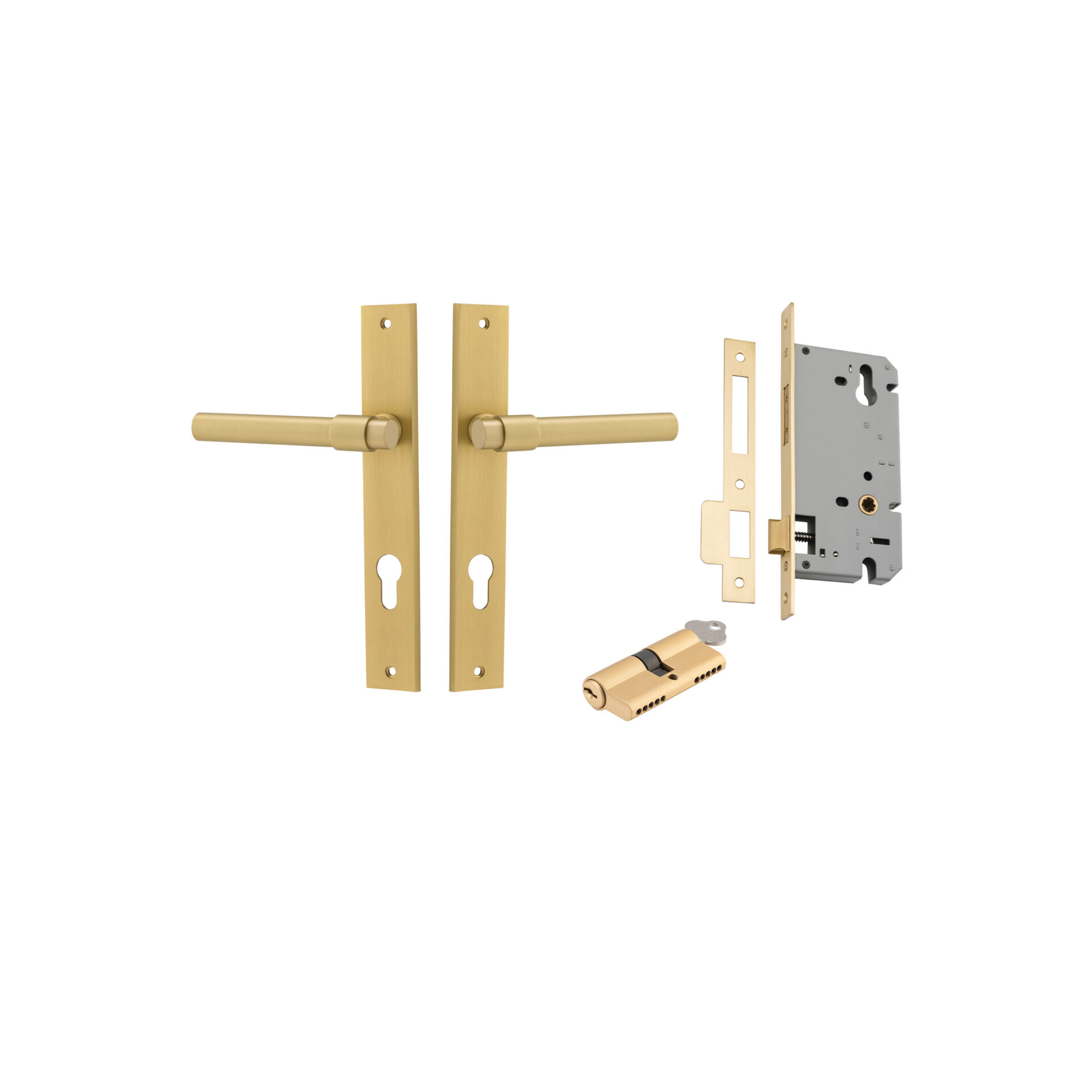 Helsinki Lever - Rectangular Backplate Entrance Kit with High Security Lock