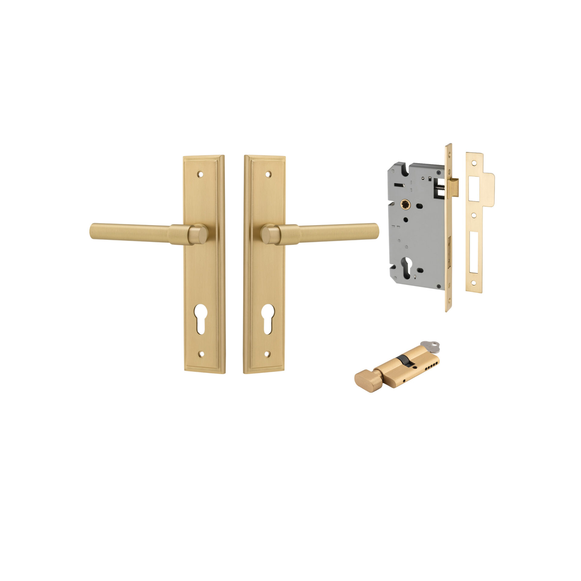 Helsinki Lever - Stepped Backplate Entrance Kit with High Security Lock