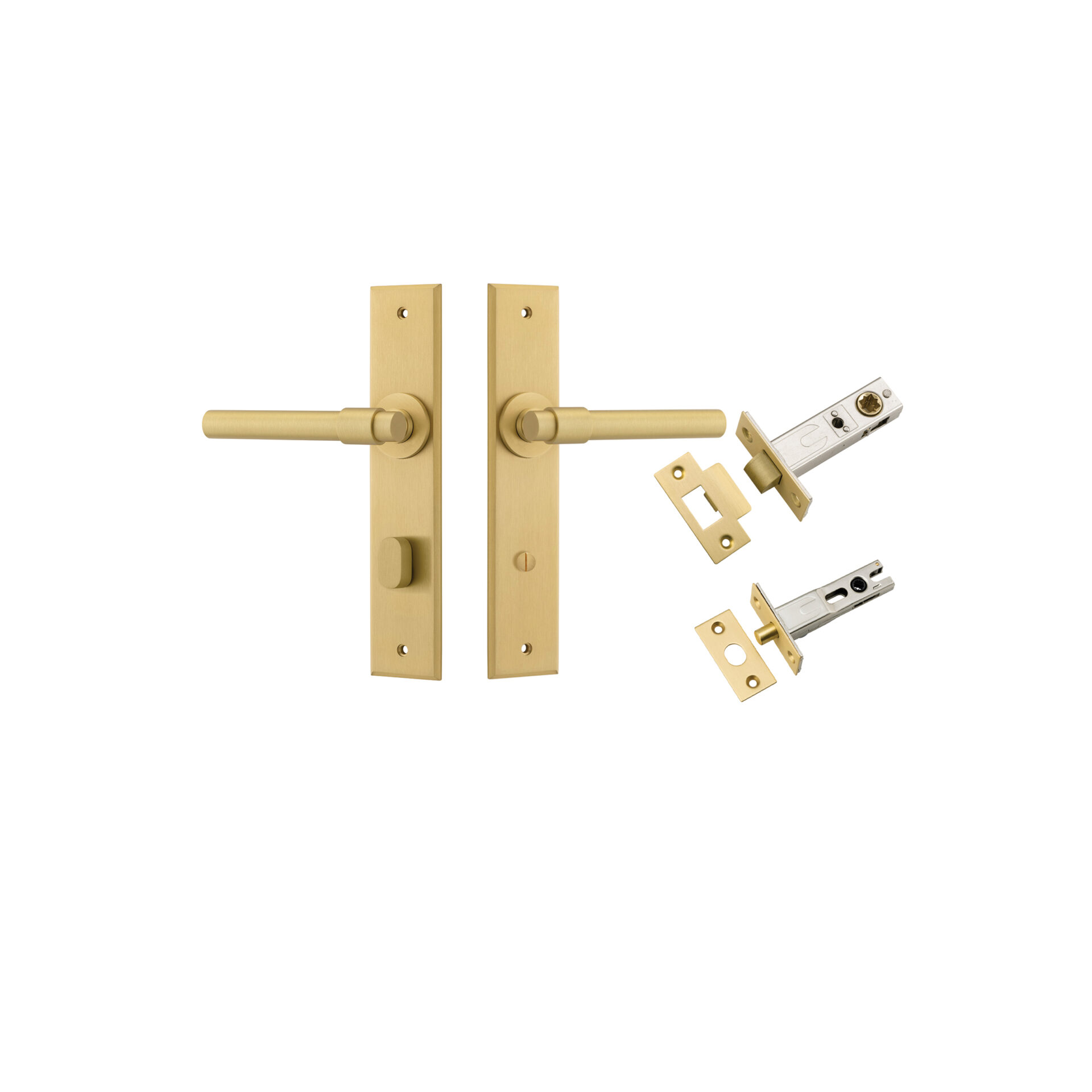 Helsinki Lever - Chamfered Backplate Privacy Kit with Privacy Turn