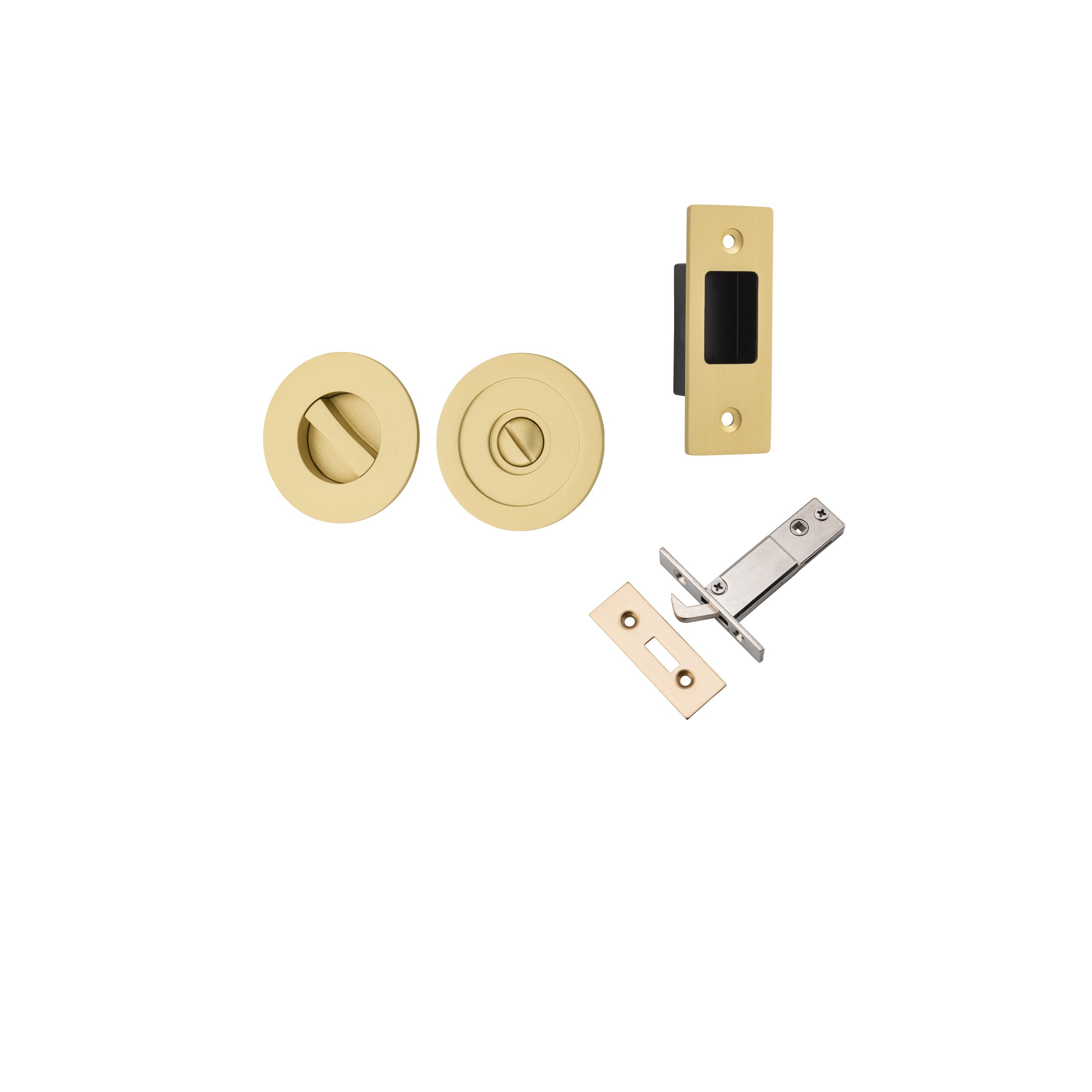 17182 - Round Sliding Door Pull Privacy Kit with Inbuilt Privacy Turn - Brushed Gold PVD