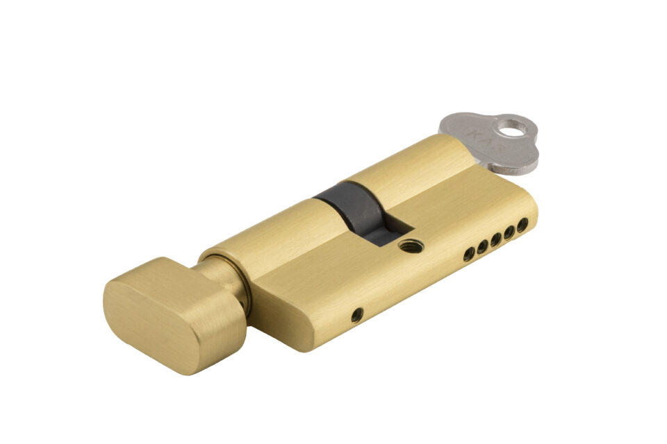 21659 - Euro Cylinder Key/Thumb 5 Pin - Brushed Gold PVD - Entrance