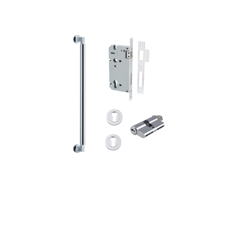 9444KENTR60KK - Berlin Pull Handle - 450mm Entrance Kit with Separate High Security Lock - Polished Chrome - Entrance