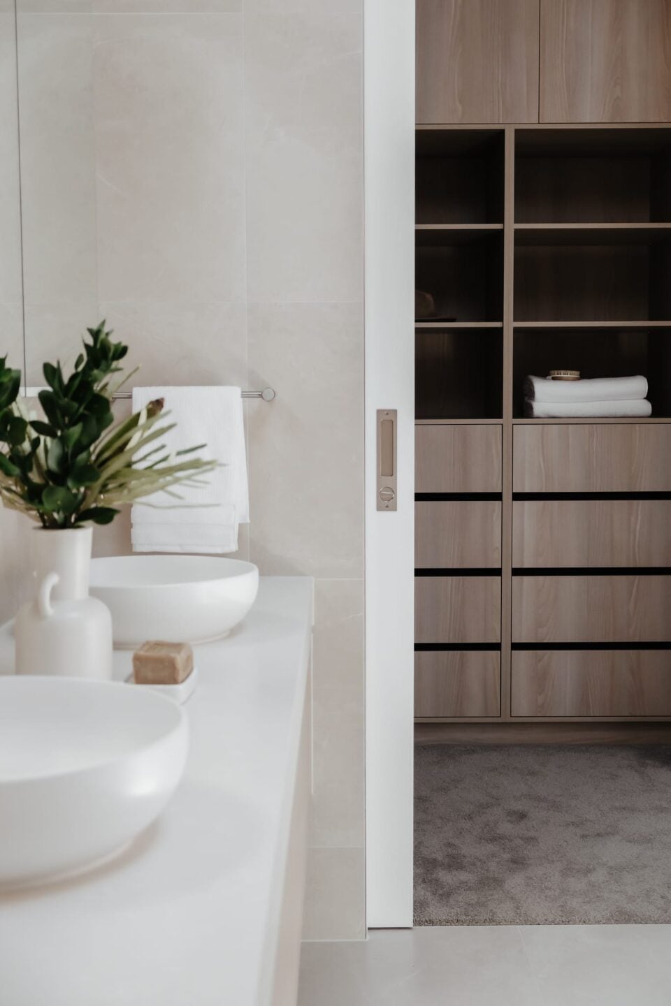 rectangular sliding door pull on bathroom door