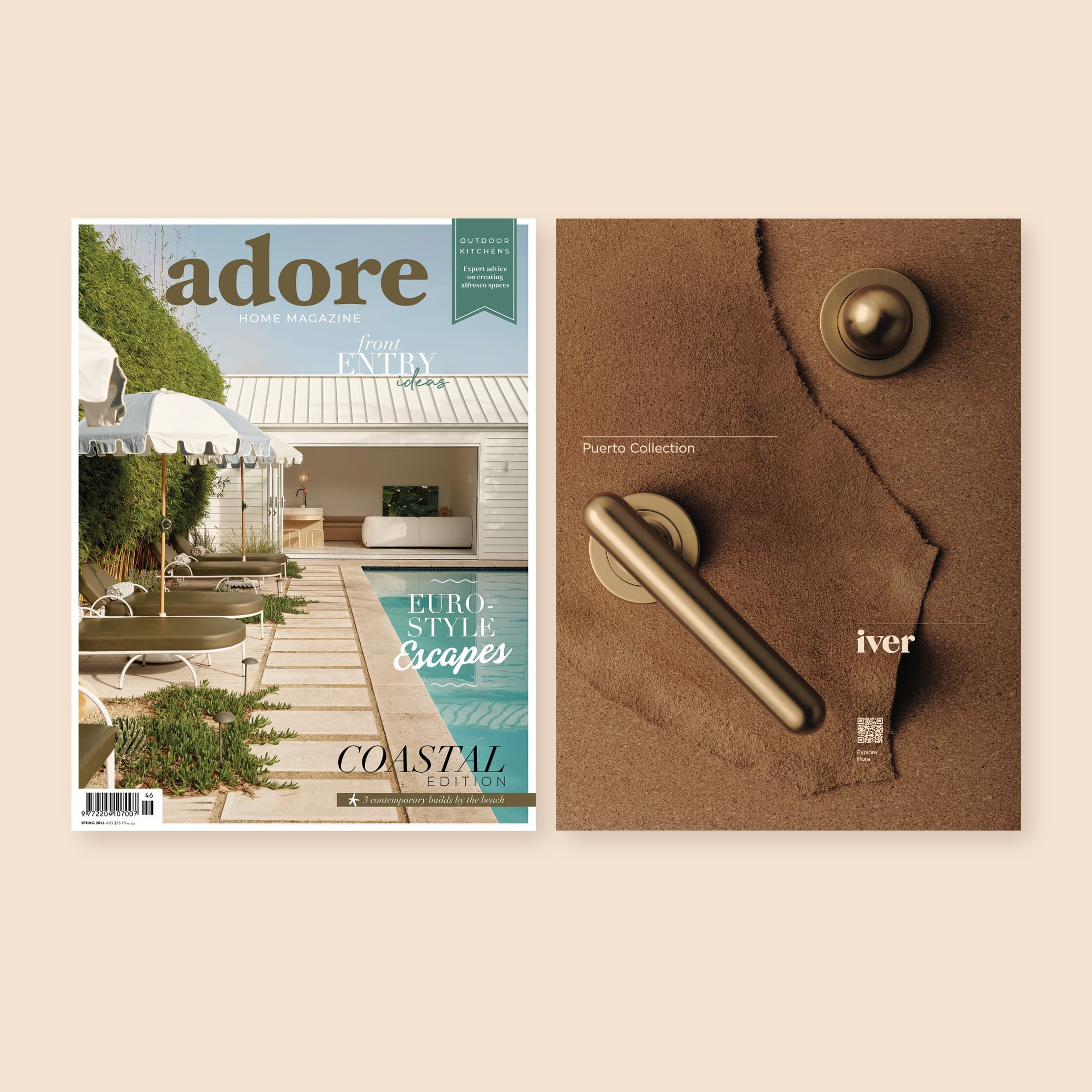 Adore Home Magazine cover and Iver Puerto Collection advertisement