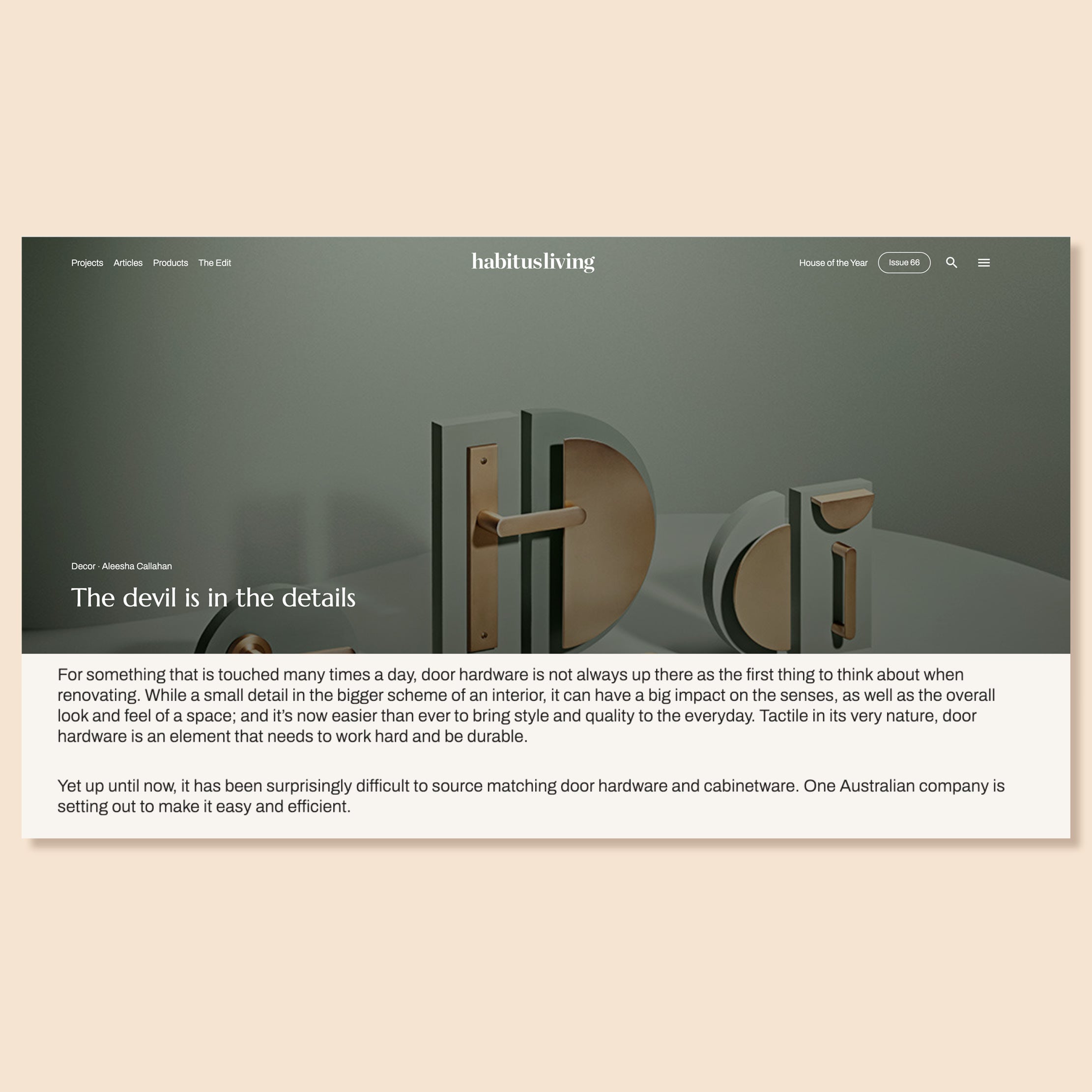 Habitus Living feature on Iver door hardware